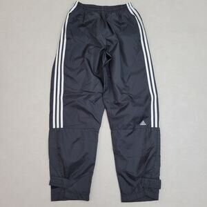 Vintage Adidas Mens Windbreaker Pants Multi Logo Black White Nylon Size M